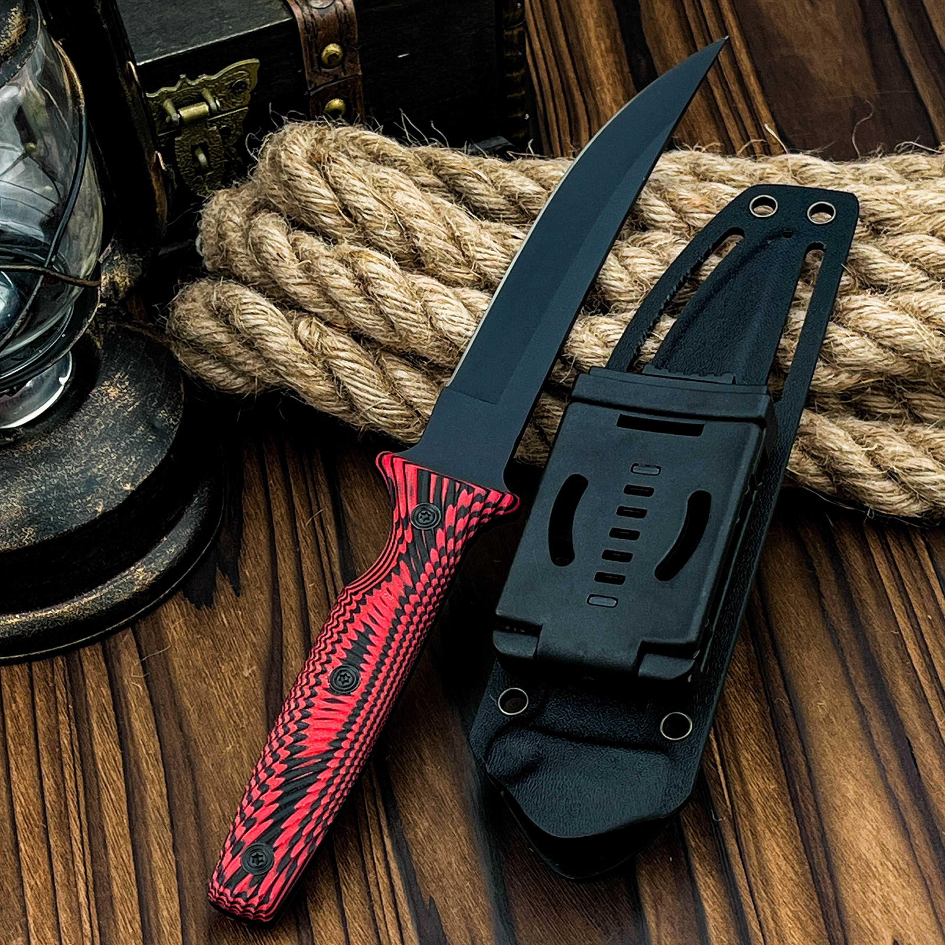 Fixed Blade Outdoor Knife - D2 Steel Blade, G10 Handle with Kydex Sheath, Ideal for Camping, Hiking, Fishing & BBQ