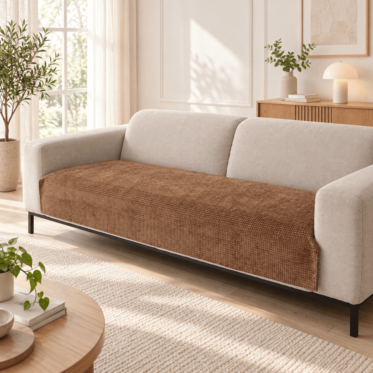 Brown 36.5 X 95 Chenille Pet Sofa & Chair Protector Waterproof Non-Slip Washable Cover