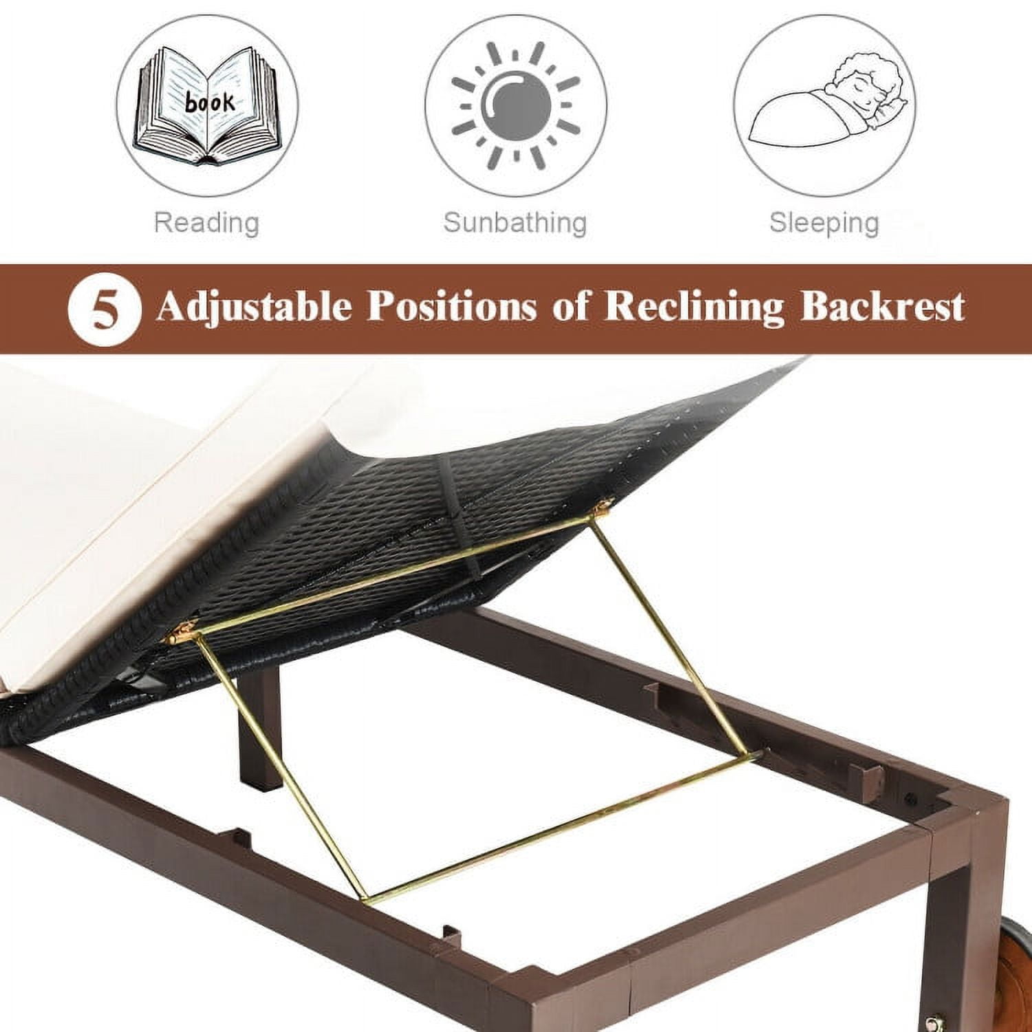 Aimee Lii Adjustable Cushioned Patio Rattan Lounge Chair, Patio Loungers, Back Aimee Lii Adjustable Cushioned Patio Rattan Lounge Chair, Patio Loungers, Back