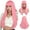 D-Pink, variant on Phocas Long Hair Pink Wigs for Women，Glueless Synthetic Wig with Bangs for Party