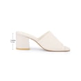 thumbnail image 2 of BLISSFUL STEP Women's Square Toe Block Heel Slip on Slides Sandals Cream 8, 2 of 7