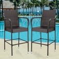 thumbnail image 2 of Wicker Bar Stools Set of 2, Upgraded Outdoor Patio Furniture Wicker Bar Stool Chairs, Bar Stool Rattan Chair with Iron Frame, Armrest, Footrest, Counter Chairs for Garden Pool Lawn Backyard, W2095, 2 of 11