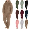 thumbnail image 2 of Fengactive Men's Winter Zipper Hooded Romper Pajamas One Piece Pajama Jumpsuit Warm Comfy Loungewear with Pockets, 2 of 7