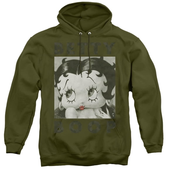 Betty Boop Camo Glamour Adult Pullover Hoodie Sweatshirt Military Green