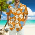 thumbnail image 2 of Hawaiian Mens Shirts Short Sleeves Printed Button Down Shirts Summer Beach Mens Shirts Clearance 20-Saffron 5XL, 2 of 5