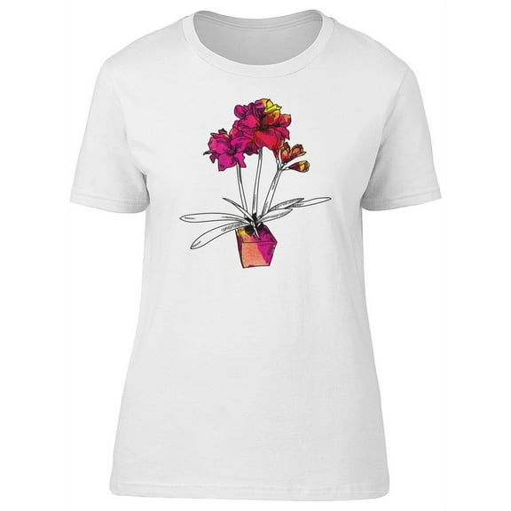 Vintage Colorful Flowers In Pot Tee Women's -Image by Shutterstock