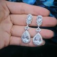 thumbnail image 3 of White Topaz CZ Stone Long Water Drop Dangle Earring for Fiancee Wedding Gift, 3 of 9