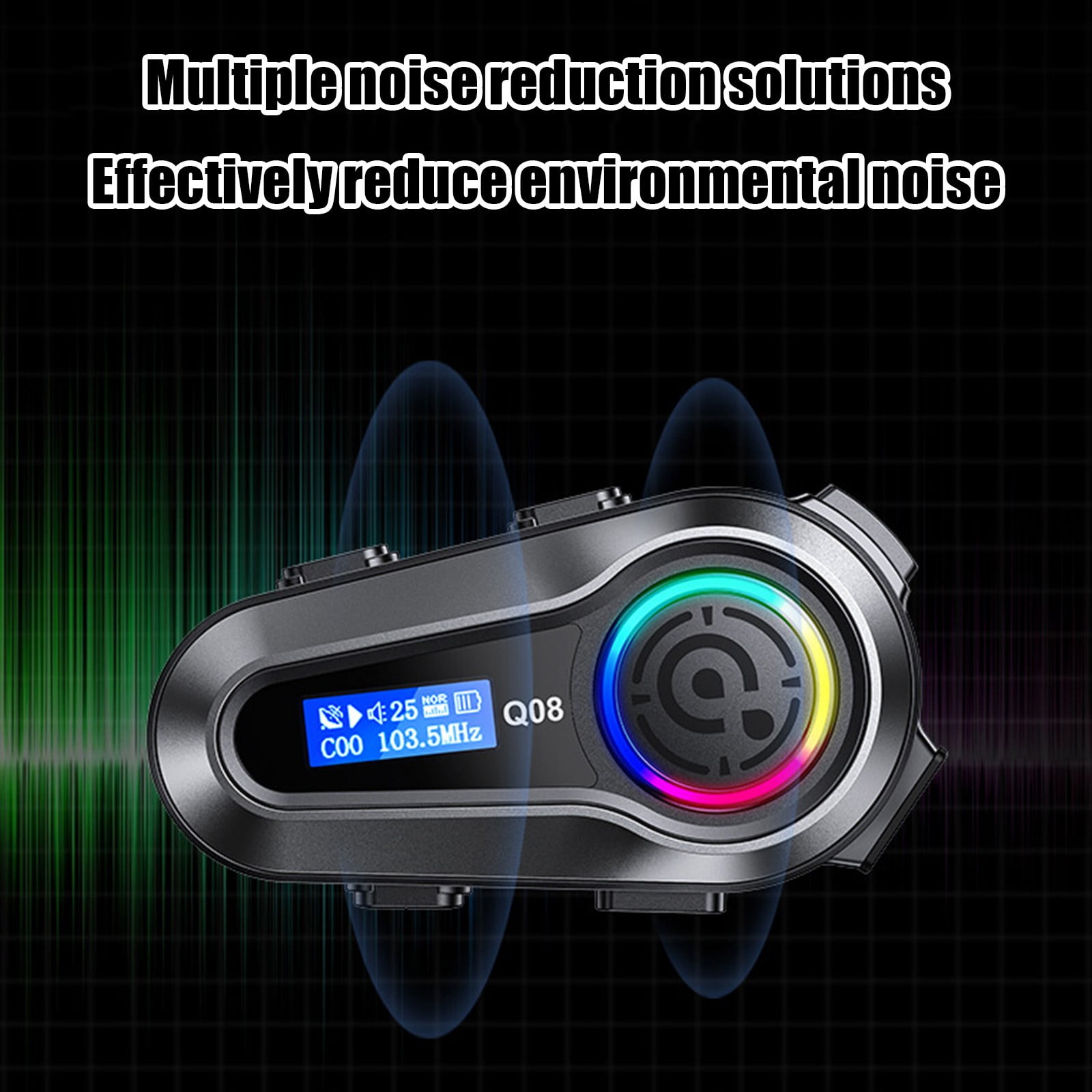 COM1950s Motorcycle Helmet Bluetooth Headset with Noise Cancelling,Bluetooth 5.3 Chip and Lcd Display for Hands-Free Calls & Clear Communication,Ipx6 Waterproof Riding Headset with Long Battery Life