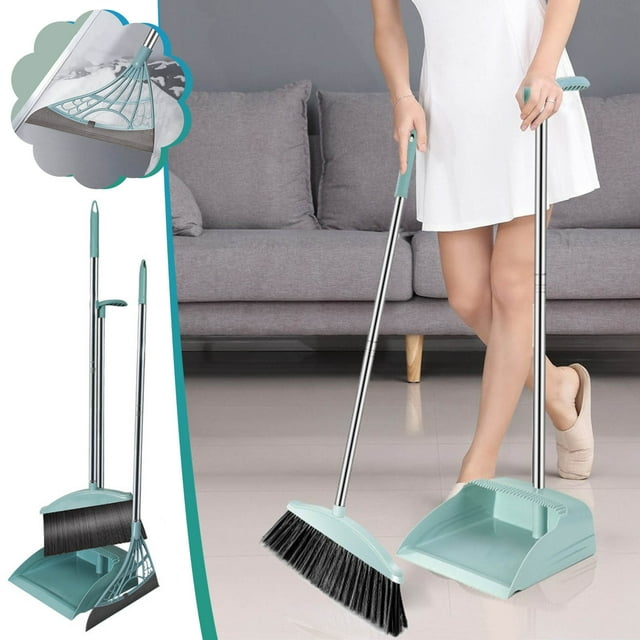Dvkptbk Long Handle Brooms And pan, Squeegee Set For Office, Home, School, Hotel, Bar, Kitchen, Lobby, Floor.