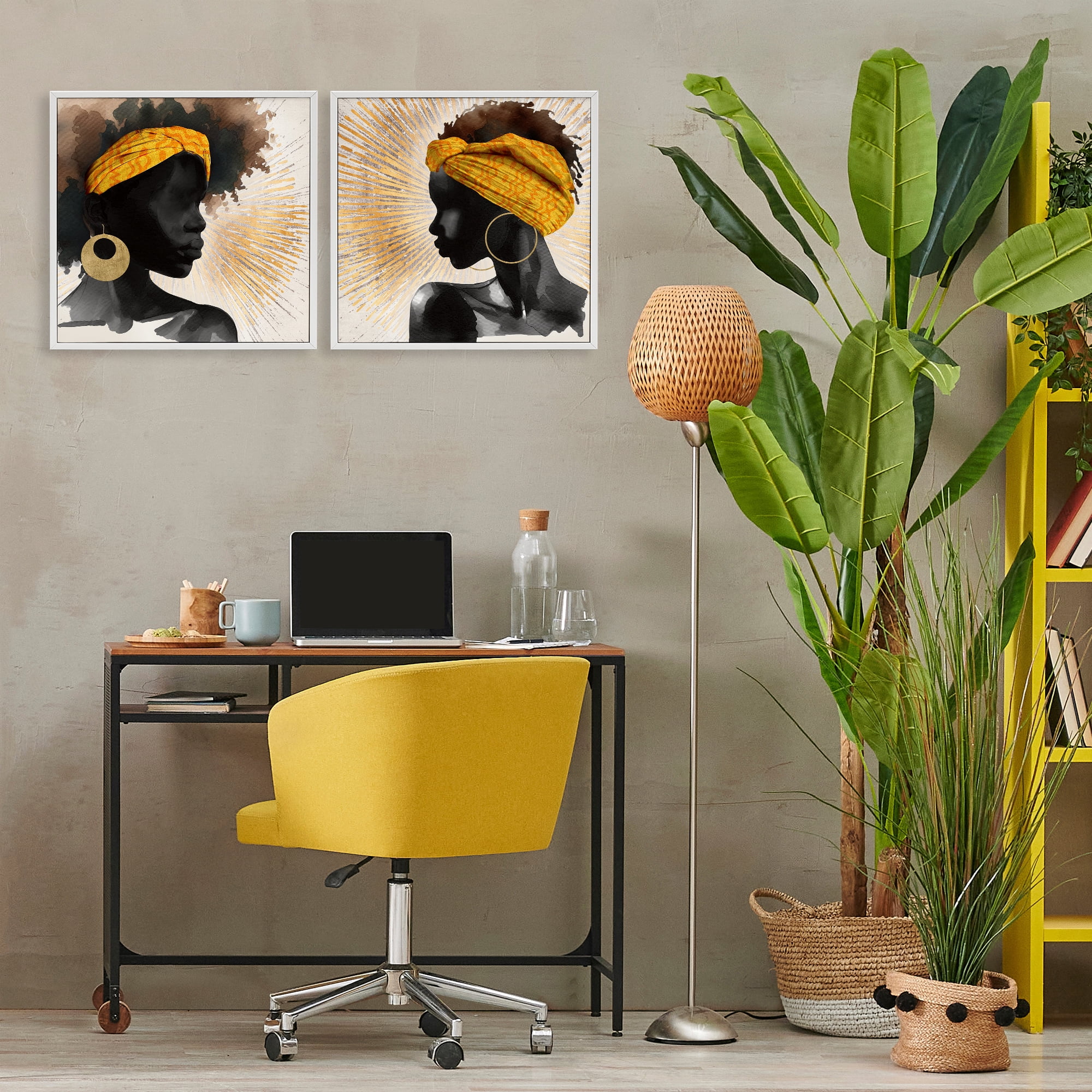 Stupell Industries Radiant Portraits Of Women 2 Piece White Framed Giclee Art Set, design by CAD Designs