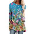 thumbnail image 2 of Qertyioot Hauts de Mode pour Femmes, Blouse Décontractée à Manches Longues Col Rond Imprimé Folk-custom, 2 of 5