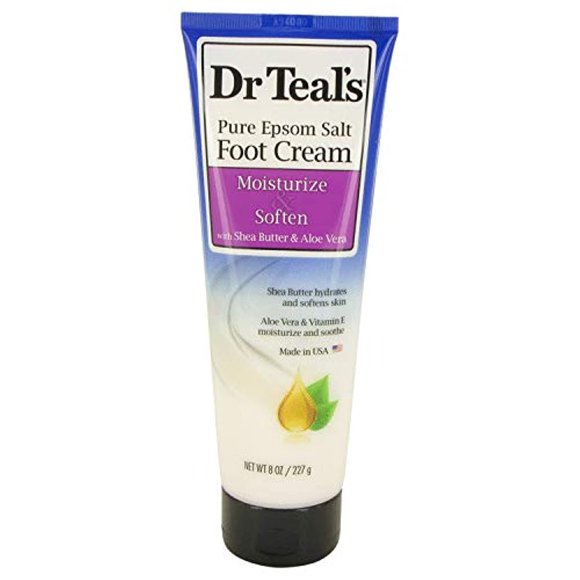 Crème pour les Pieds au Sel d'Epsom Pur avec Beurre de Karité et Aloe Vera et Vitamine E 8 oz