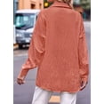 thumbnail image 6 of Womens Casual Collared Blouse Loose Fit Long Sleeve Button Down Seersucker Shirt Tops Orange Color S, 6 of 7