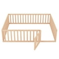thumbnail image 5 of Bellemave Queen Size  Floor Bed with Fence and Door, Wood Montessori Bed Frame, Floor Bed Frame, Slats Not Included (Queen,Natural), 5 of 13