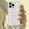 thumbnail image 2 of Compatible with iPhone 12 Pro Max Clear Case, Cute Cartoon Love Heart Flower Pattern Design with Heart Pearl Lanyard Wrist Strap,Soft TPU Protective Shockproof Girly Case for Women Girl, 2 of 6