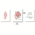 thumbnail image 3 of 3pcs Unique Lines Painting Wall Art Decor - Pink Feather Prints For Living Room, Bedroom, Office, And Kitchen - Modern Canvas Poster With No Frame, 3 of 4