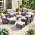 thumbnail image 2 of Jentlehouse 10 Pieces Outdoor Patio Furniture Set with 4 Swivel Rocking Chairs,Wicker Rattan Sofa Set Outdoor Sectional Conversation Set for Garden Lawn Balcony, 2 of 12