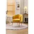 thumbnail image 4 of Shell Shape Accent Chair, Velvet Armchair with Gold Metal Legs Modern Upholstered Barrel Chair Vanity Chair for Living Room Bedroom Home Office, Yellow, 4 of 9