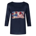 thumbnail image 4 of asdoklhq Plus Size 4th Of July Tshirts Graphic Shirts Women's Independence Day Printed Round-neck Three-quarter Sleeve T-shirt Loose Three-quarter Sleeve Round-neck Top/shirt Navy 2X, 4 of 5