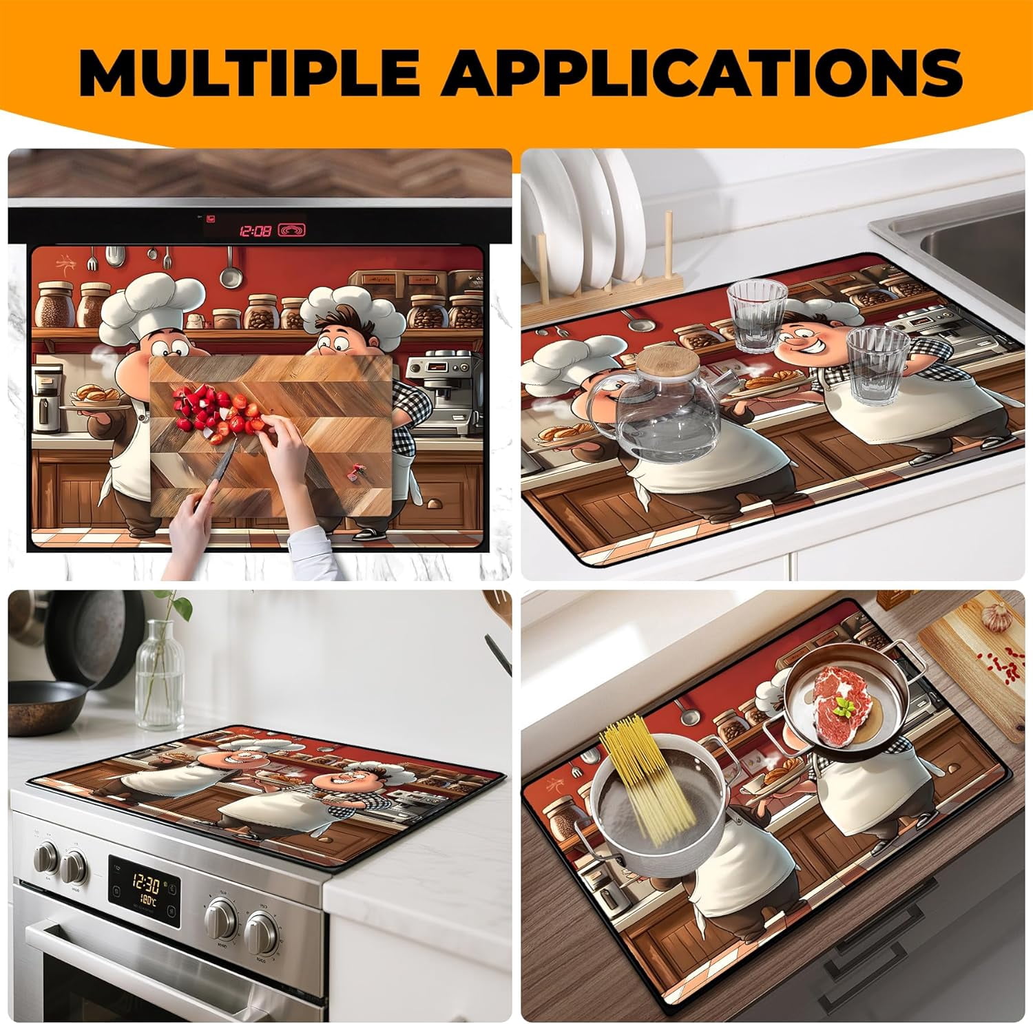 Heat-Resistant Glass Stove Top Cover with Anti-Slip Rubber Coating – Electric Stove Protector, Scratch-Resistant, Expands Counter Space, Stylish Kitchen Decor (Cooks)