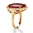 thumbnail image 2 of 14.35 TCW Round Ruby and Cubic Zirconia Halo Ring in 18k Gold over Sterling Silver, 2 of 5