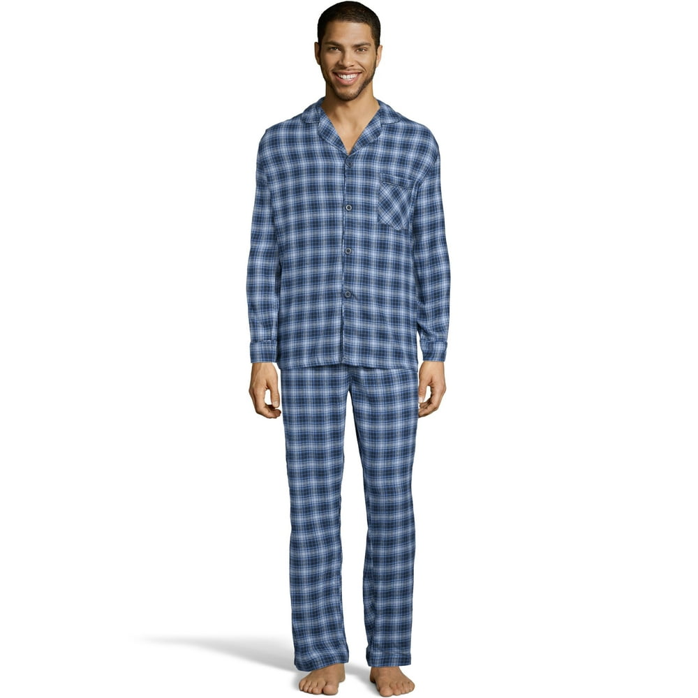 Hanes - Hanes-Hanes Men'S Flannel Pajamas-Blue Plaid-Large - Walmart ...