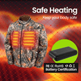 thumbnail image 4 of GVDV Heated Hunting Jacket Kit, Camo, Men's M, with 7.4V/16,000mAh Battery Pack, 4 of 12