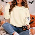 thumbnail image 6 of GILIGEGE Spooky Season Sweatshirts for Women,Cute Ghost Sleeve Crewneck Pullover Halloween Sweatshirt,Vintage Salem Witch Graphic Pullover,Casual Long Sleeve Tops,fall fashion must haves Beige L, 6 of 9