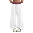 thumbnail image 2 of Hvogkswy Wide Leg Sweatpants Women Elastic Drawstring High Waisted Pants Plaid Lining Casual Workout Jogging Pants with Pockets, 2 of 8
