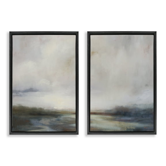 Stupell Industries Moody Clouds Landscape Landscape & Nature Painting Black Floater Framed Canvas Art Print Wall Art, 17 x 25, Set of 2