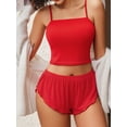 thumbnail image 5 of Sexyfree Ribbed Pajamas Set for Women Sexy Cami with Side Slit Shorts Sleepwear Lingerie 2 Piece Pjs Nightwear, 5 of 7