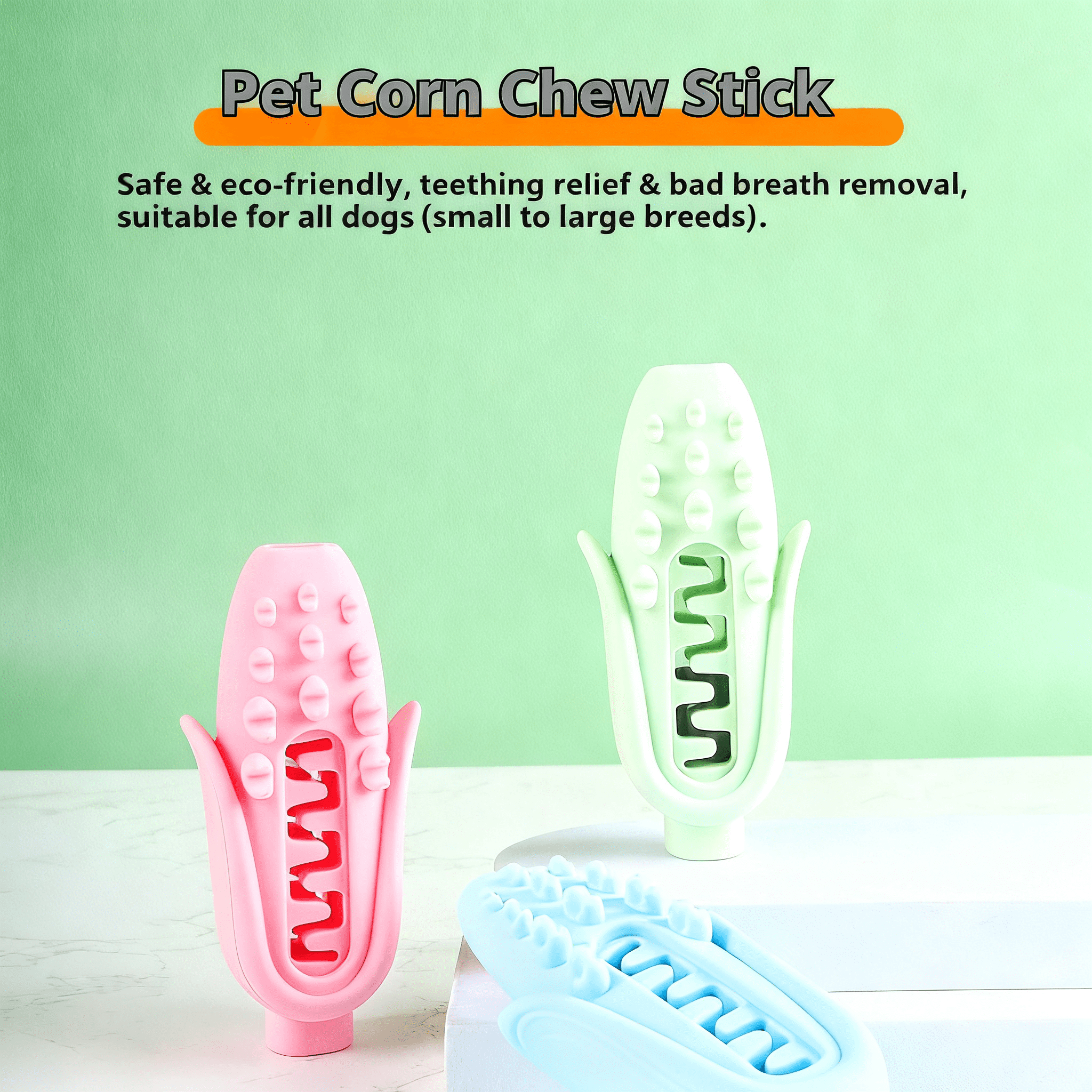Food Grade Silicone Pet Corn Chew Stick, Macaron Color Durable Dog Chew Toy, 134g Heavy-Duty Teeth Cleaning for Puppies Dogs