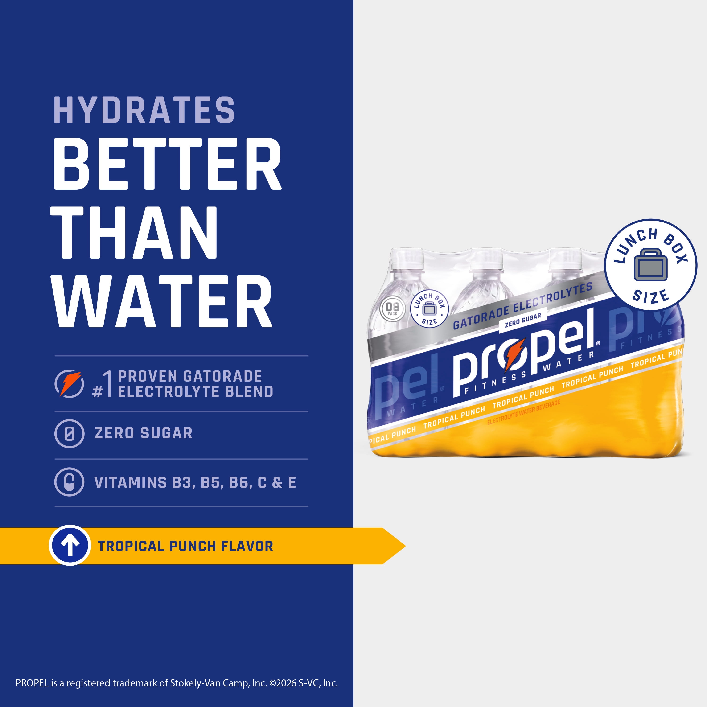 Propel Electrolyte Enhanced Water Sports Drink Tropical Punch, 12 fl oz, 8 Count Bottles