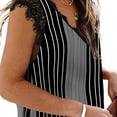 thumbnail image 3 of Qarigey Chaleco de algodón para mujer, camiseta sin mangas suave de encaje con cuello en V, ropa básica deportiva para vacaciones para Prendas para la parte del cuerpo Raya negra S, 3 of 6