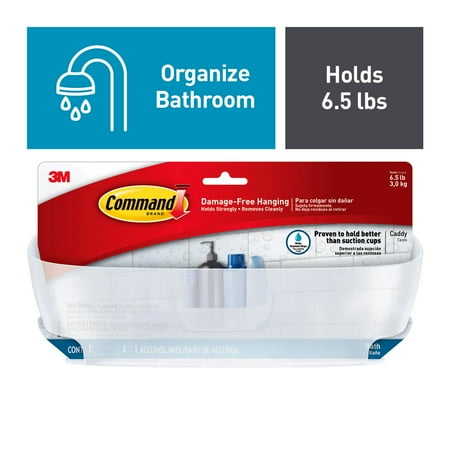 - Command Shower Caddy, Frosted, Large, 1 Caddy, 4 Mounting Bases, 4 Large Strips/Pack