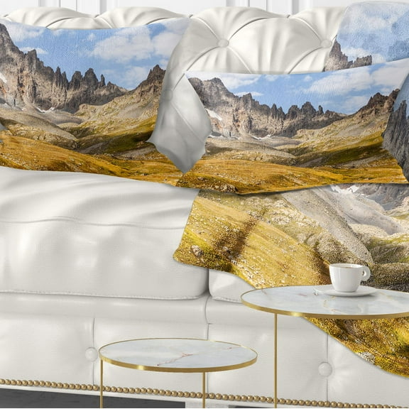 Designart Hills and Valleys in Golden Morning - Landscape Photography Throw Pillow - 12x20