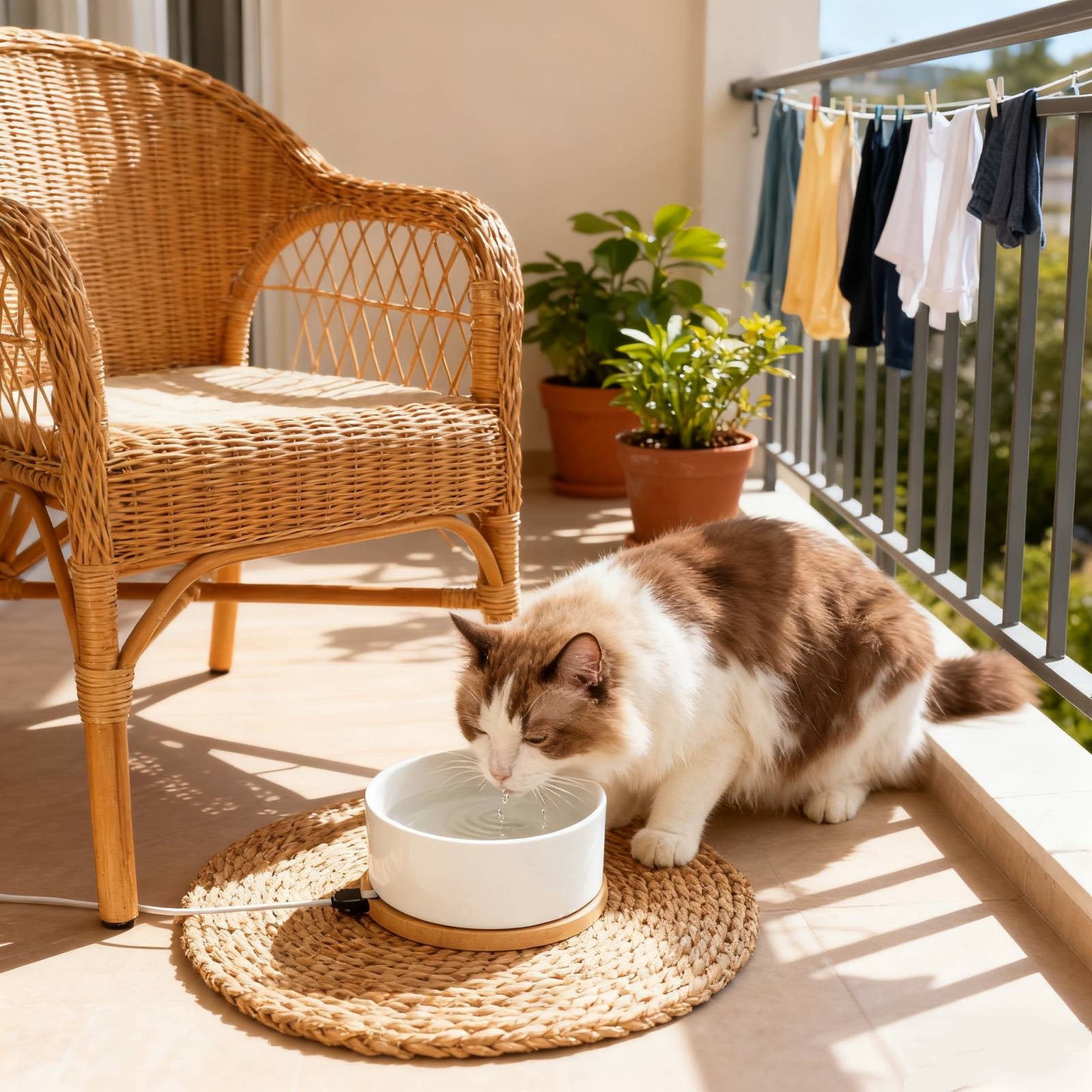 Fmbmuo Constant Temperature Heating Cat Bowls Ceramic Rectangle Non-Slip Ceramics Dog Bowls, Multi-Pet White Portable Bohemian Pet Bowls, Suitable for Both Cats and Dogs