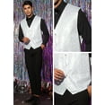 thumbnail image 5 of Unique Bargains Men's Sequin V-Neck Sleeveless Disco Sparkly Waistcoat Suit Vest S White, 5 of 6