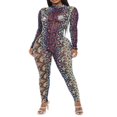 thumbnail image 1 of Combinaison Femme Serpentine Imprimé Col Rond Manches Longues Bodycon, 1 of 6
