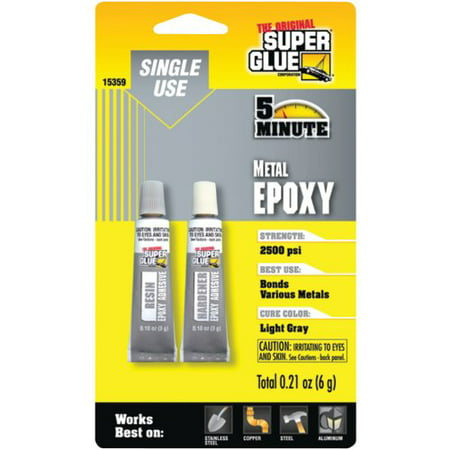 Super Glue 5 Minute Metal Epoxy - Light Grey - (Best Super Glue For Metal)
