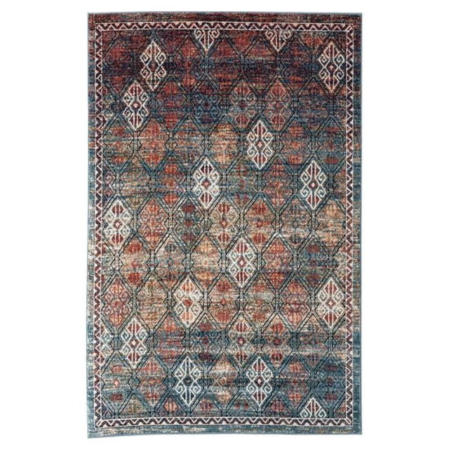 Amer Rug XAV60572 5 ft. x 7 ft. 2 in. Xavier Transitional Multi Power-Loomed Rug, Teal & Blue