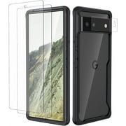 ORETECH Designed for Google Pixel 6 Case, with[2 x Tempered Glass Screen Protector][Camera Lens Protector] for Google Pixel 6 hockproof Bumper Hard PC Back Clear Cover Case for Google Pixel 6-Black