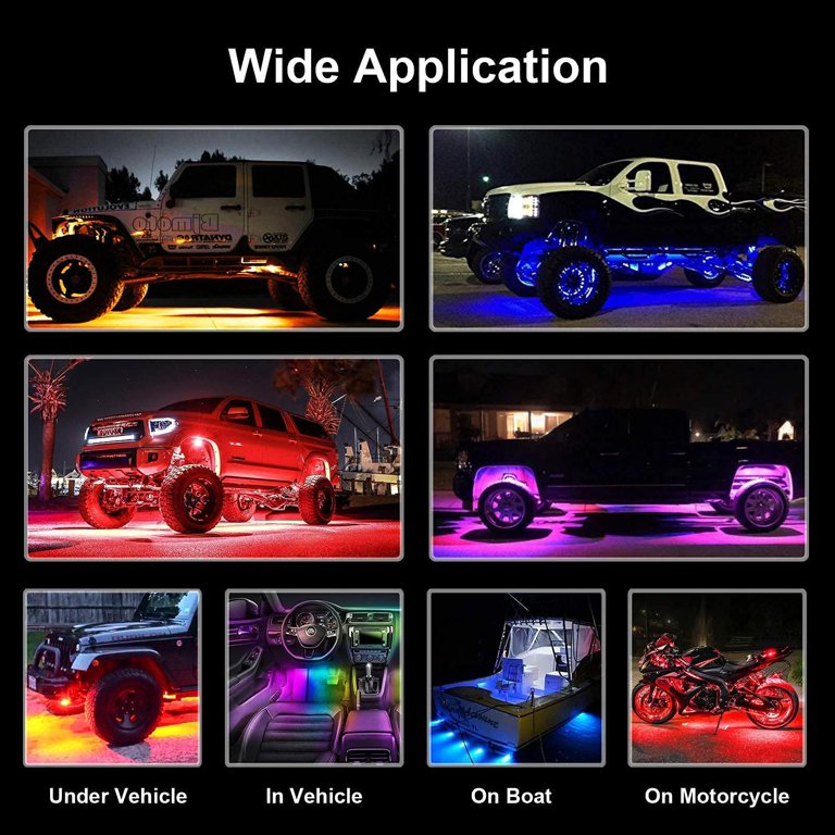 RGB LED Rock Lights Bluetooth Control Multicolor Neon LED Light Kit for  Truck Car ATV SUV Vehicle Boat