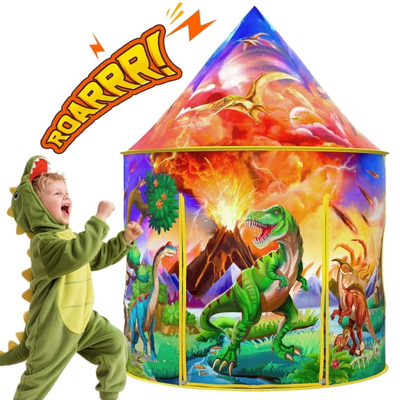 Wilwolfer Dinosaur Kids Play Tent Toys for 3–8 Years Boys and Toddlers, Indoor & Outdoor Dinosaur Theme Playhouse Birthday Gift