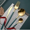 thumbnail image 2 of HHHCPortuguese Tableware 402 Stainless Steel Dinner Knife Fork Spoon Tea Spoon Western Flatware Set Blue, 2 of 5