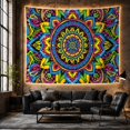 thumbnail image 6 of Floral Garden Mandala with Square Built Around Complex, Mystical Fantasy for Space Lovers, Galaxy Room Decor, Mother'S Day Gift, Tapestry Wall Hanging for Bedroom and Dorm, 6 of 7