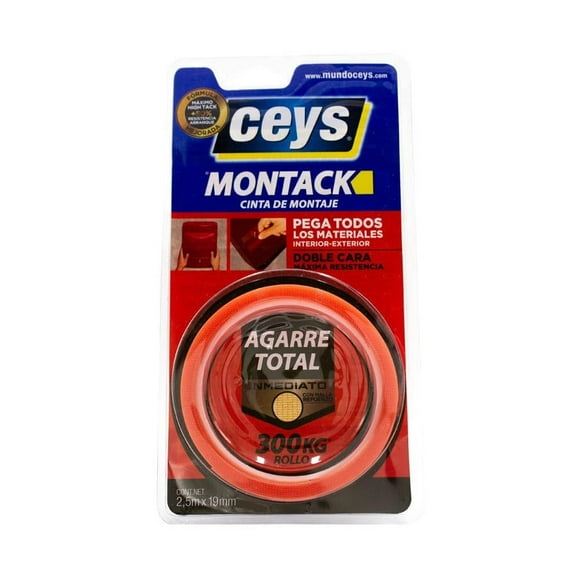 Cinta de Montaje Ceys Montack Doble Cara Rojo 2.5 m