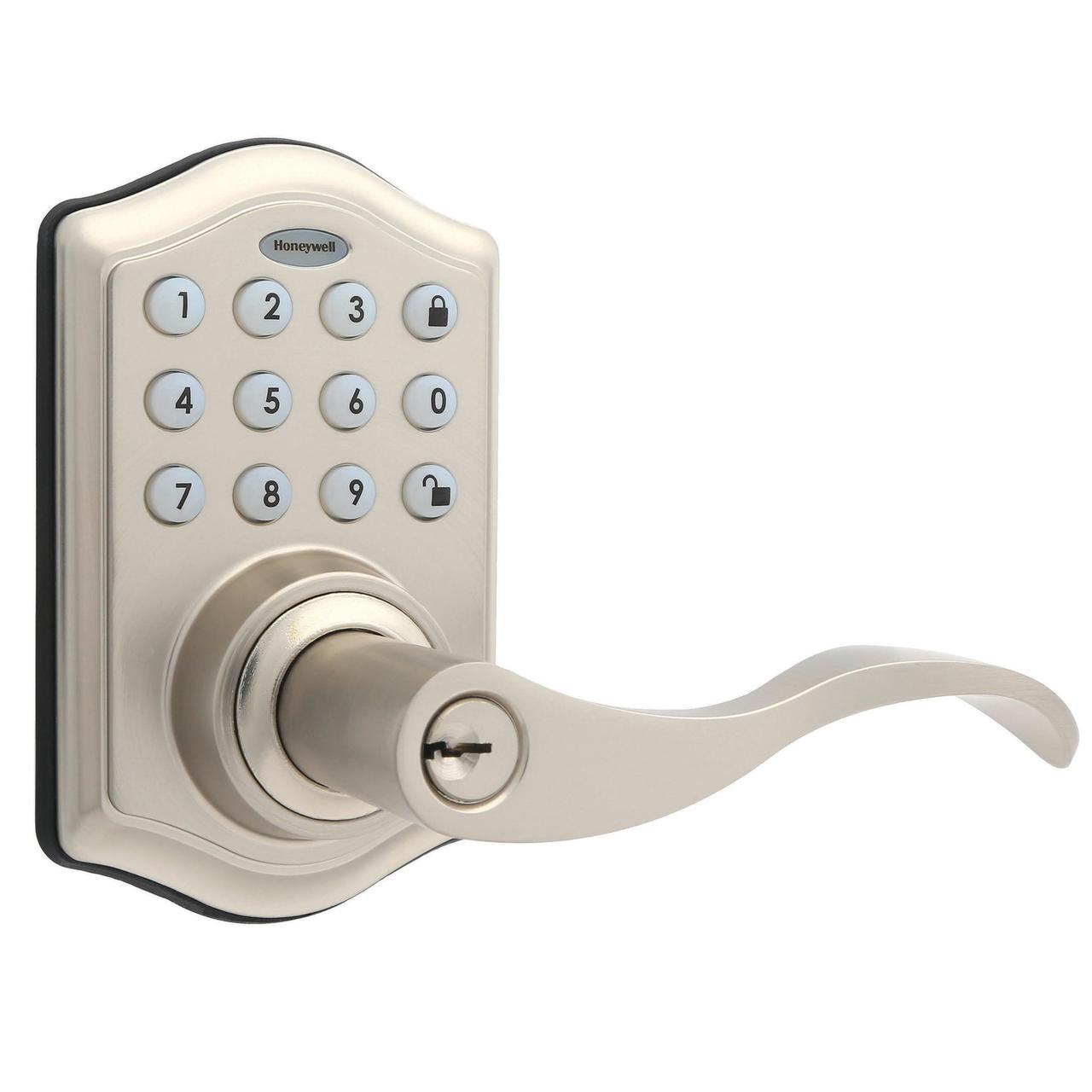 Honeywell Electronic Entry Lever Door Lock Satin Nickel 1267