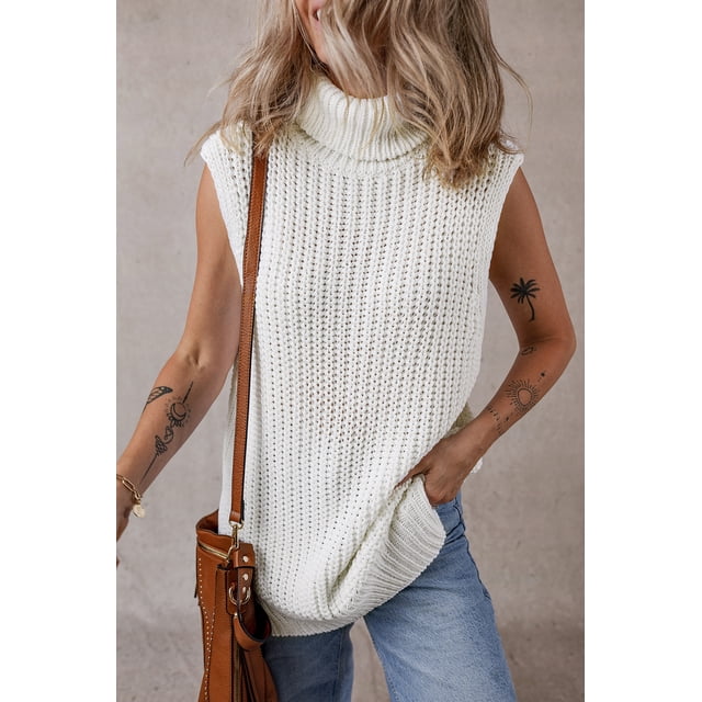 a.Jesdani Essential White Turtleneck Vest – Chic & Versatile
