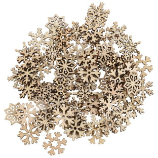 SEWACC 10pcs Christmas Snowflakes Wood Crafts Wooden Crafts Snowflakes  Shaped Embellishments Unfinished Snowflake Ornaments Christmas Wood Slice